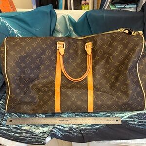 Monogram Canvas Duffel Bag with Tan Leather Trim